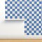 Minimal Cobalt Blue Retro Grid Checkerboard Custom Removable Wallpaper by Spoonflower Peel & Stick Wallpaper 2FT Wide